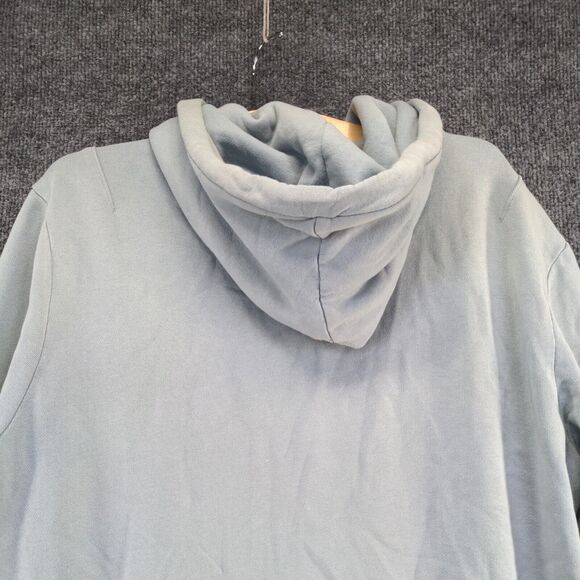 AllSaints Men's Drawstring Hoodie Medium Long Sleeve Blue Embroidered Cotton - Picture 6 of 15